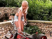 Blonde Girl With Little Tits Strips Outdoors