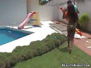 Hot Babe Amanda Shows Her Booty By The Pool