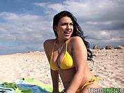 Busty Beach Babe Rikki Nix Gets A Nice Hard Fuck From A Huge Cock Guy