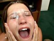 Dirty Whore Enjoys A Bukkake Treatment