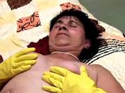 Granny Keeps Her Washing Up Gloves On