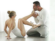 Flexible Sexy Blond Haired Ballerina Gets Her Wet Pussy Licked By Horny Man