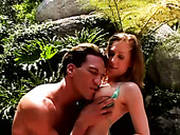 Busty Appetizing Blonde Gives Blowjob And Tug Job Outdoor