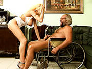 Stunning Blonde Girl Is Sucking Dick Of Old Grandpa