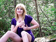 Nude Blonde Bitch Gets Gives Blowjob Deep In The Forest
