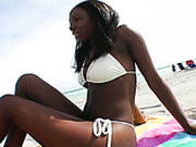 Booty Ebony Bitch Wearing White Bikini Wants Something Special