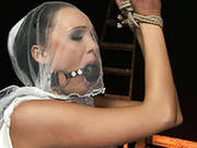 Gagged And Tied Up Brunette Bride Gets Her Pussy Fingered Tough By Spoiled Man