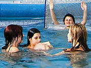 Three Peppering Young Cuties Demonstrate Their Cuddly Bodies Under Water
