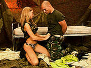 Steamy Blond Military Chic Gets Her Cunt Tongue Fucked Before Giving Blowjob