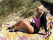 Appetizing Blonde Girl With Petite Sexy Body Wanks In The Open Air