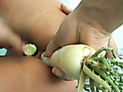 Kinky Jade Is Getting Her Pussy Stuffed With Cucumber And Her Ass Hole Drilled With Radish