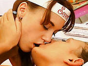 Tasty Looking Russian Amateur Lesbians Poke Their Shaved Snatches With Dildo