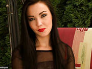 Provocative Brunette In Sexy Lingerie And Stockings Pleases Herself