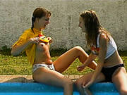 Poolside Lesbian Sex Games With Two Sizzling Teen Chicks