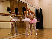 Sweet Ballerinas In Tutu Skirts Stripping And Teasing One Another
