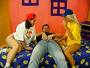 Hilarious Brunette And Blond Teens Demonstrate Their Cock Sucking Skills (ffm)