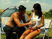 Massive Big Cock Drills Tight Pussy Of Brunette Hottie Fucking Outdoor