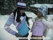 Cute 18 Year Old Girls Playing In The Snow