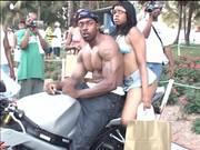 Black Girl In Short Skirt Walks Around Outside Then Showers
1100
