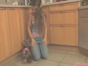 Teen Striptease In The Kitchen