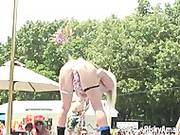 Busty Amateur Babe Washes Her Sexy Body In Public