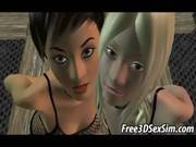 Two Sexy 3d Cartoon Babes Sucking On A Hard Cock