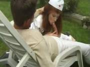 Red Headed Nurse Takes Patients Cock In Her Ass Outside
