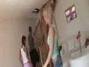 Perfect Brunette Blonde Duo On Lucky Guy