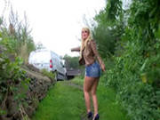 Adorable Blonde Shows Her Pussy In Public