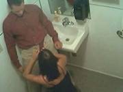Brunette Slut Sucks Cock In Nightclub Bathroom