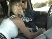 Blonde Milf Strokes Cock While Dude Is Driving