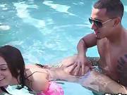 Hot Petite Latina Teen Fucked By Big Cock Poolside