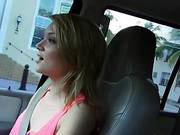 Cute Amateur Blonde Teen Sits On Cock In The Backseat
