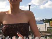 Eurobabe Flashes Her Tits And Pussy Ripped For Cash