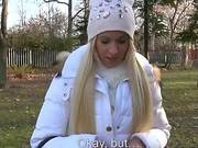 Blonde Chick Flashes Boobs And Ripped In Public Place