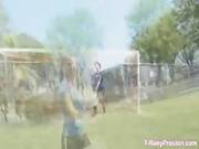 Busty Girl Likes Playing Football, But Even More, She Likes To Suck Dick, After That
