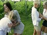 Sexy Women And Passionate Schoolgirls Are About To Make Love In The Backyard, During The Day