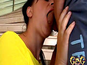 April Gags While Deepthroating Cock