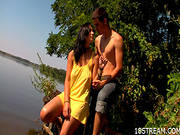 Outdoor Fuck With Busty Brunette