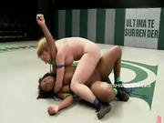 Hot Busty Lesbian Babes Fighting To Win The Strapon And Fuck The