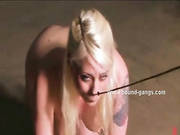 Blonde Busty Slave Walking Naked In Nose Leish Gets A Violent Sp