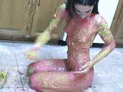 Brunette Babe Summer Has Fun In The Kitchen