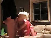Blonde Chick Is Sexy Red Lingerie Banged Doggy Style