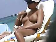 Voyeur Cameraman Finds Beautiful Brunette With Fantastic Boobs On The Nude Beach