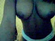 Sweet Busty Ebony Shakes Her Ass In White Panties.