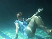 Teen In Pretty Dress Goes For A Swim