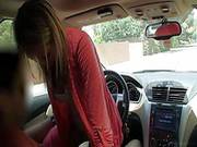 Hot Blonde Jennie Rides Hard Rod In The Car