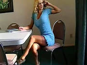 Busty Blonde Gives Unique Solo
