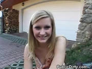 Wild Blonde European Sucks Strangers Dick Outdoors In Public