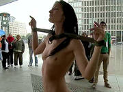 Sexy Brunette Gets Public Humiliation And Fucked Outdoors
